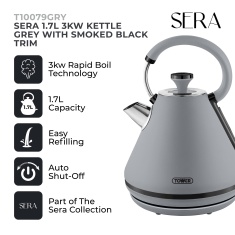 Tower T10079GRY Sera 1.7L Kettle - Grey Smoked