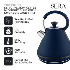 Tower T10079MNB Sera 1.7L Kettle - Midnight Blue