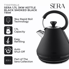 Tower T10079BLK Sera 1.7L Kettle - Black Smoked