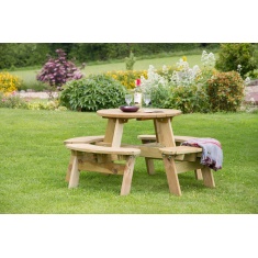 Zest Garden Katie Wooden Round 4 Seater Picnic Table