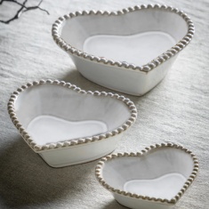 Beaded Heart Bowls Set of 3