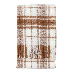 Check Faux Mohair Throw - Tan