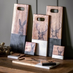 Hare Serving Board - Wood & Black Marble
