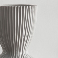 Hirano Ribbed Stoneware Vase - Cream