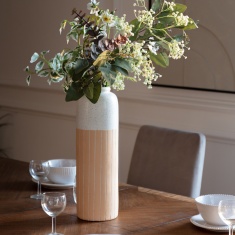 Holmer Large Earthenware Vase - White/Natural
