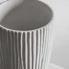 Honjo Ribbed Stoneware Vase - Cream