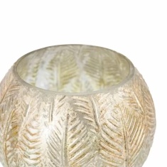 Hornbeam Antiqued Tealight Holder - White/Gold