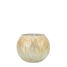 Hornbeam Antiqued Tealight Holder - White/Gold Hornbeam Antiqued Tealight Holder - White/Gold