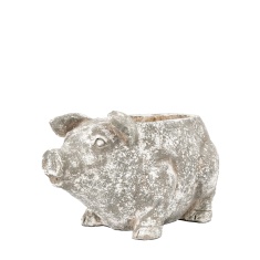 Pig Cement Planter Large - Antique White