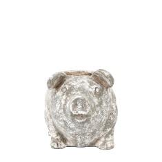 Pig Cement Planter Large - Antique White