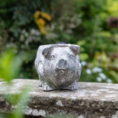 Pig Cement Planter Small - Antique White