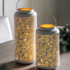 Pinecone LED Lantern Large - White