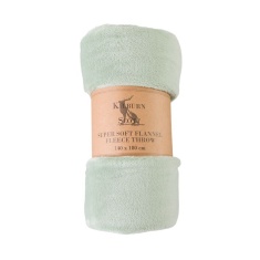 Rolled Flannel Fleece Throw 140x180cm - Pale Green Rolled Flannel Fleece Throw 140x180cm - Pale Green