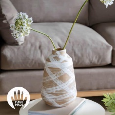 Tarka Reactive Large Stoneware Vase - Brown/White