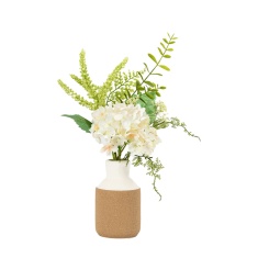 Vase with Hydrangea Arrangement - White