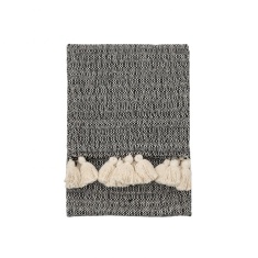 Woven Throw with Tassels 130x170cm - Black/Cream