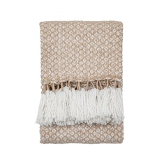 Woven Wrapped Tassel Throw 130x170cm - Natural/Cream
