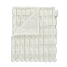 Bianca Carved Faux Fur Throw 150x200cm - Cream