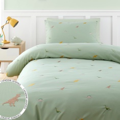 Catherine Lansfield Embroidered Dinosaur Duvet Cover Set