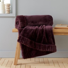 Catherine Lansfield Velvet & Faux Fur Throw 150x200cm - Plum