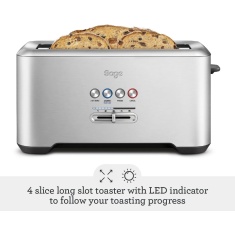 Sage BTA730 The Bit More 4 Slice Toaster - Stainless Steel