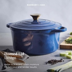 Barbary & Oak Cast Iron 20cm Casserole - Blue