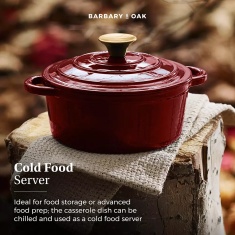 Barbary & Oak 20cm Round Cast Iron Casserole - Red