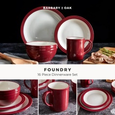 Barbary & Oak Foundry 16 Piece Dinnerware Set Red