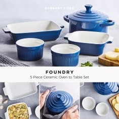 Barbary & Oak 5 Piece Ceramic Ovenware Set - Blue