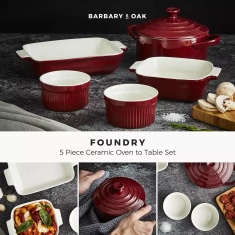 Barbary & Oak 5 Piece Ceramic Ovenware Set Red