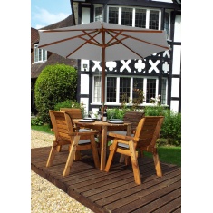 Charles Taylor 4 Seater Round Table Set with Cushions, Parasol & Base