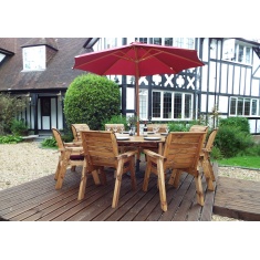 Charles Taylor 8 Seater Round Table Set with Cushions, Parasol & Base