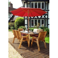 Charles Taylor 6 Seater Rectangular Table, Bench & Chair Set with Cushions, Parasol & Base
