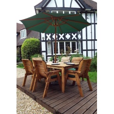 Charles Taylor 6 Seater Rectangular Table & Chair Set with Cushions, Parasol & Base