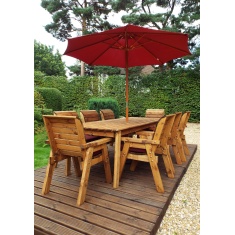 Charles Taylor 8 Seater Rectangular Table Set with Cushions, Parasol & Base