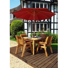 Charles Taylor 4 Seater Square Table Set with Cushions, Parasol & Base