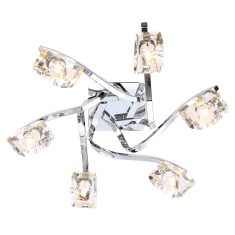 BHS Bella 6 Light Flush Ceiling Light - Chrome/Clear