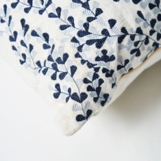 BHS Floral Embroidery Cushion 50cm - Navy