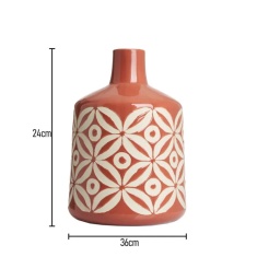 BHS Large Petal Patterned Ceramic Vase - Terracotta