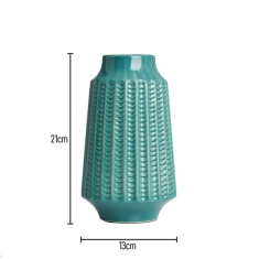 BHS Grooved Ceramic Vase - Green