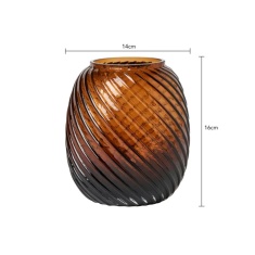 BHS Lenticular Spiral Cognac Glass Vase - Amber