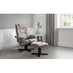 Julian Bowen Malmo Swivel Recliner Chair & Stool Set - Grey