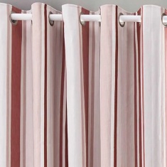 Laura Ashley Awning Stripe Blackout Eyelet Curtains - Crimson