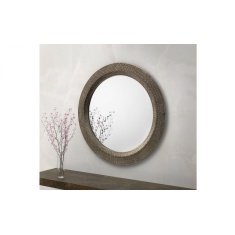 Julian Bowen Cadence Large Round Pewter Wall Mirror