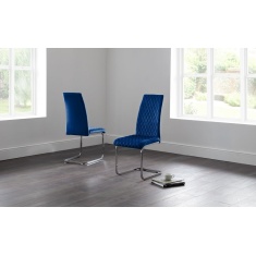 Julian Bowen Calabria Velvet Cantilever Dining Chair - Blue