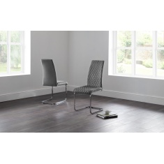 Julian Bowen Calabria Velvet Cantilever Dining Chair - Grey