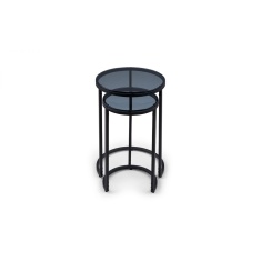 Julian Bowen Chicago Round Nesting Side Tables - Smoked Glass
