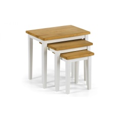 Julian Bowen Cleo Nest Of Tables - White / Natural Oak