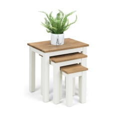 Julian Bowen Coxmoor Nest Of 3 Tables - Ivory & Oak