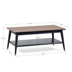 Julian Bowen Findlay Coffee Table With Shelf - Walnut & Black